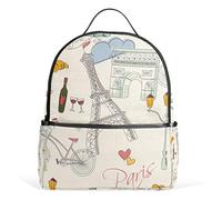 Backpack Paris Decor Schoolbag 1-3th Grade for Boys Teen Girls Kids, Multicolor., talla única, Práctica