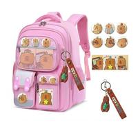 Backpack with 10-Piece Accessories, Cute School Supplies Stationery, Kawaii Backpack Gift for Teens and Students (Pink,Large)