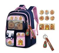 Backpack with 10-Piece Accessories, Cute School Supplies Stationery, Kawaii Backpack Gift for Teens and Students (Pink-Blue,Large)
