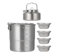 Backpacking Cooking Set - Portable Campfire Cookware | Durable Survival Equipment | Lightweight Compact Cook Ware for Lawn Hiking Family Backyard Adults Picnic Travel Outdoor Adventures