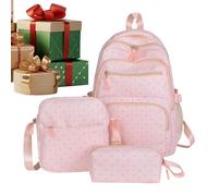 Backpacks For Girls, 3 Piece Aesthetic Dot Compartment Kids School Bag | Large Capacity School Bag For Students Kindergarten Preschool Elementary Primary Middle High Back-To-School Travel Daily