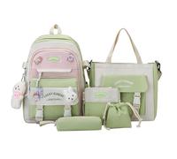 Backpacks Set, Bag Combo Kit, 11,81 x 5,12 x 16,54 pulgadas Compact Canvas School Backpack Set, Multipocket Design, Lightweight Stylish, for Kids, Boys, Girls, Teenagers and Students, verde, Se
