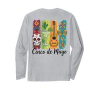 Backprint Cinco De Mayo Margarita Skull Guitarra Manga Larga
