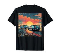Backprint Distress JDM Legends Drift Race Cars Retro Sunset Camiseta