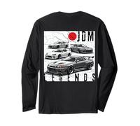 Backprint Distress JDM Legends Race Cars Bandera Japonesa Regalos Manga Larga