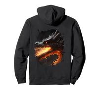 Backprint dragón de Fuego Criatura mística dragón fantasía Sudadera con Capucha