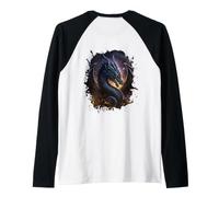 Backprint Dragón en el Espacio: una Leyenda se Encuentra Camiseta Manga Raglan