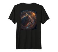 Backprint El misticismo del Lobo en el Espacio se Encuentra Camiseta Premium