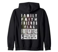 Backprint Familia fe Amigos Bandera Bomberos Sudadera con Capucha