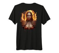 Backprint Femenino Ángel de Fuego con Llamas del Infierno Camiseta Premium