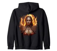 Backprint Femenino Ángel de Fuego con Llamas del Infierno Sudadera con Capucha