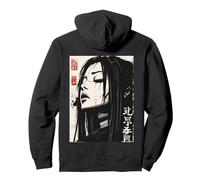 Backprint Japan Aesthetic Kuchisake Onna Horror Streetwear Sudadera con Capucha