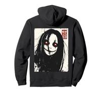 Backprint Japan Aesthetic Kuchisake Onna Horror Streetwear Sudadera con Capucha
