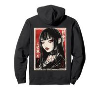 Backprint Japan Aesthetic Kuchisake Onna Horror Streetwear Sudadera con Capucha