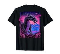 Backprint Japan Aesthetic Vaporwave Cherry Blossom Dragon Camiseta