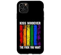 Backprint Kiss Whoever The Fuck You Want LGBTQIA+ Rainbow Carcasa para iPhone 11 Pro MAX
