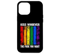 Backprint Kiss Whoever The Fuck You Want LGBTQIA+ Rainbow Carcasa para iPhone 12 Pro MAX