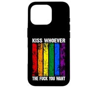 Backprint Kiss Whoever The Fuck You Want LGBTQIA+ Rainbow Carcasa para iPhone 16 Pro