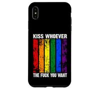 Backprint Kiss Whoever The Fuck You Want LGBTQIA+ Rainbow Carcasa para iPhone XS MAX