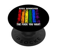 Backprint Kiss Whoever The Fuck You Want LGBTQIA+ Rainbow PopSockets PopGrip Adhesivo