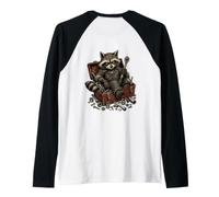 Backprint Mapache Mecánico Sucio Camiseta Manga Raglan