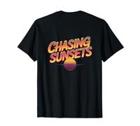 Backprint Persiguiendo Puestas De Sol Playa Vintage Sunset Meme Picture Camiseta
