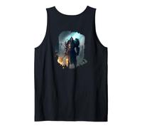 Backprint Poderoso Caballero en Armadura con Espada de Fuego Camiseta sin Mangas