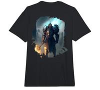 Backprint Poderoso Caballero en Armadura con Espada de Fuego Comfort Colors Adult Heavyweight T-Shirt
