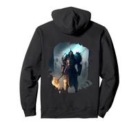 Backprint Poderoso Caballero en Armadura con Espada de Fuego Sudadera con Capucha