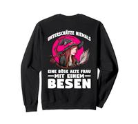 Backprint subestima Nunca una Mujer Malvada con Escoba Sudadera