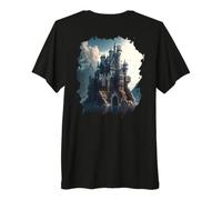 Backprint Un Hermoso Mundo de fantasía del Castillo de Hadas Camiseta Premium