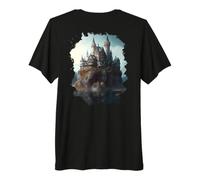 Backprint Un Hermoso Mundo de fantasía del Castillo de Hadas Camiseta Premium