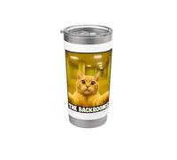 Backrooms Cat Selfie: Horror espacial espeluznante liminal Vaso térmico de acero inoxidable de doble pared