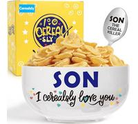 BackURyear Regalos de cumpleaños para hijo de mamá papá, regalos divertidos para hijo, día del padre, graduación, boda, cuenco de cerámica para cereales, I Cerealsly Love You