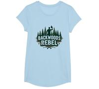 Backwoods Rebel: Espíritu de Aventura Resistente al Aire Libre Camiseta, Niñas, Azul Bebé, Pequeña