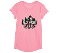Backwoods Rebel: Espíritu de Aventura Resistente al Aire Libre Camiseta, Niñas, Rosado, Pequeña