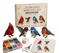 Backyard Birds DIY 3D Animals Bead Embroidery Kits Complete Accessories Cute Bead Craft Animal Set for Crafting Enthusiasts Girls Women Teens Adults (后院鸟)