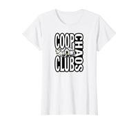 Backyard Chicken Coop Chaos Club Homesteading Camiseta gráfica económica, Mujer, Blanco, M