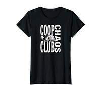 Backyard Chicken Coop Chaos Club Homesteading Camiseta gráfica económica, Mujer, Negro, M