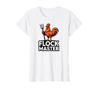 Backyard Chicken Farmer Flock Master Rooster Pitchfork Camiseta gráfica económica, Mujer, Blanco, L