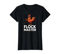 Backyard Chicken Farmer Flock Master Rooster Pitchfork Camiseta gráfica económica, Mujer, Negro, XS