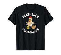 Backyard Chicken Feathered Freeloaders Retro Cartoon Hen Camiseta