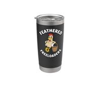 Backyard Chicken Feathered Freeloaders Retro Cartoon Hen Vaso térmico de acero inoxidable de doble pared