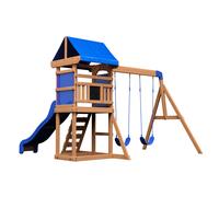 Backyard Discovery Aurora Casita infantil exterior de Madera | Casa de juguete XXL para ninos con Columpios y Tobogan | Para el jardin - 310 x 270 x 230 cm