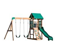 Backyard Discovery Buckley Hill Parque Exterior, Verde y Marrón | Juegos de Madera Con Columpio, Tobogán y Escalera - 310x270x230 cm