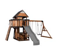 Backyard Discovery Canyon Creek Parque infantil / Casita de madera | incluye columpios / Tobogan / rocodromo / mesa de picnic | Para exteriores, en el jardin
