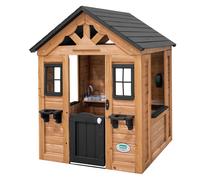 Backyard Discovery Sweetwater Casa infantil de Madera en marron y negro | Casita de juegos para ninos de jardin / exterior | incluidos los accesorios y ventanas