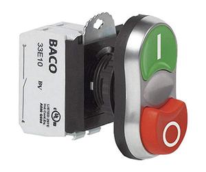 BACO L61QB21A - Pulsador de doble toque de plástico cromado verde y rojo 1 unidad