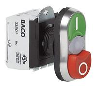 Baco L61QK21L Pulsador de doble toque brida De plástico, cromado Verde, Rojo 1 pc(s)