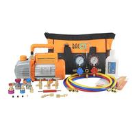 BACOENG Bomba de Vacío Aire Acondicionado con Juego de Manómetros Diagnósticos R32 R1234YF R134A R410A, Bomba de Vacío con Manometros Aire Acondicionado Ideal para HVAC/Auto AC